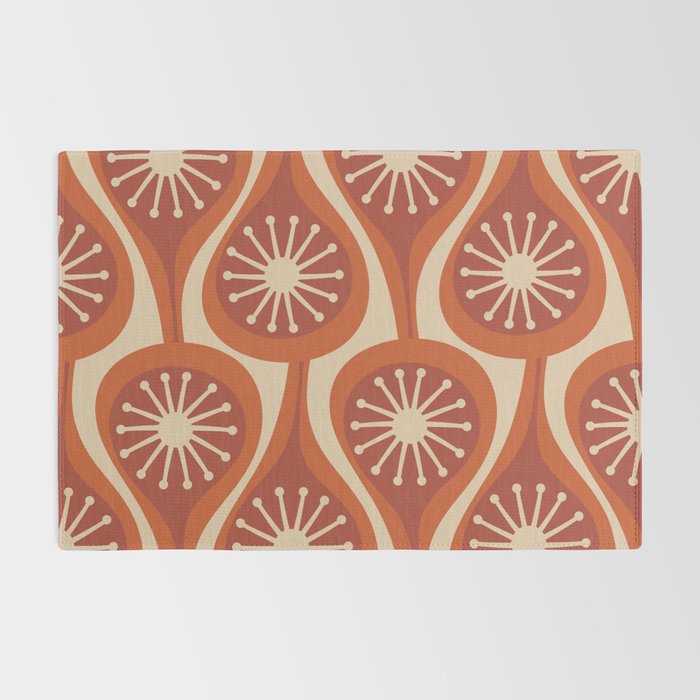 Mid Century Modern Atomic Drops Retro Pattern in Midcentury Burnt Orange and Beige Rug Gallery Image 2