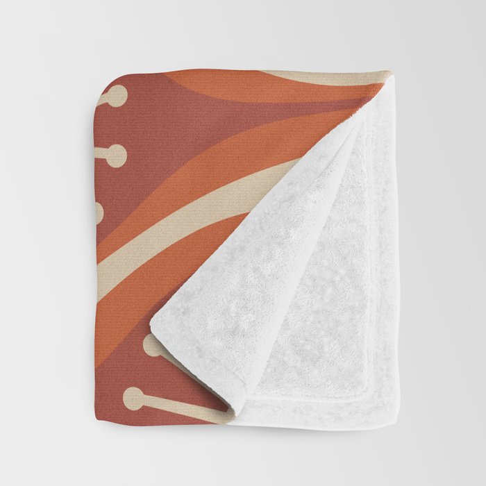 Mid Century Modern Atomic Drops Retro Pattern in Midcentury Burnt Orange and Beige Throw Blanket Gallery Image 3