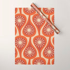 Mid Century Modern Atomic Drops Retro Pattern in Midcentury Burnt Orange and Beige Wrapping Paper Gallery Image 1