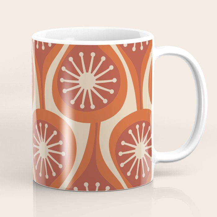 Mid Century Modern Atomic Drops Retro Pattern in Midcentury Burnt Orange and Beige Coffee Mug Gallery Image 1
