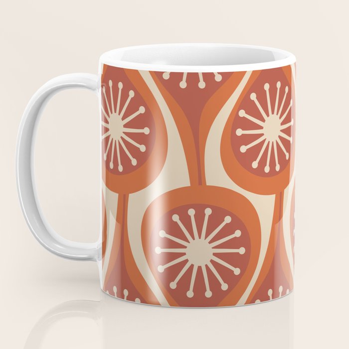 Mid Century Modern Atomic Drops Retro Pattern in Midcentury Burnt Orange and Beige Coffee Mug Gallery Image 3