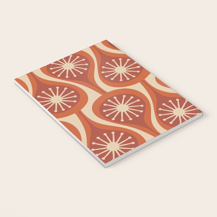 Mid Century Modern Atomic Drops Retro Pattern in Midcentury Burnt Orange and Beige Notebook Gallery Image 3