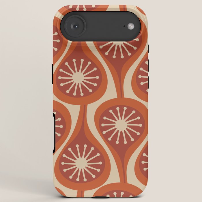 Mid Century Modern Atomic Drops Retro Pattern in Midcentury Burnt Orange and Beige iPhone Case Gallery Image 6