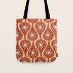 Mid Century Modern Atomic Drops Retro Pattern in Midcentury Burnt Orange and Beige Tote Bag Gallery Image 1