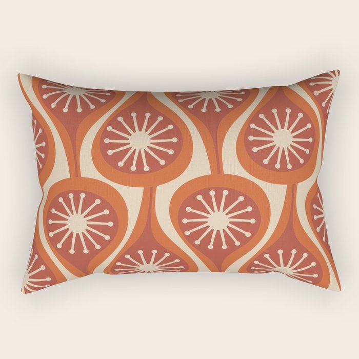 Mid Century Modern Atomic Drops Retro Pattern in Midcentury Burnt Orange and Beige Rectangular Pillow Gallery Image 1