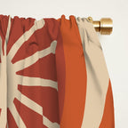 Mid Century Modern Atomic Drops Retro Pattern in Midcentury Burnt Orange and Beige Window Curtain Gallery Image 2
