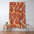 Mid Century Modern Atomic Drops Retro Pattern in Midcentury Burnt Orange and Beige Window Curtain Gallery Image 5