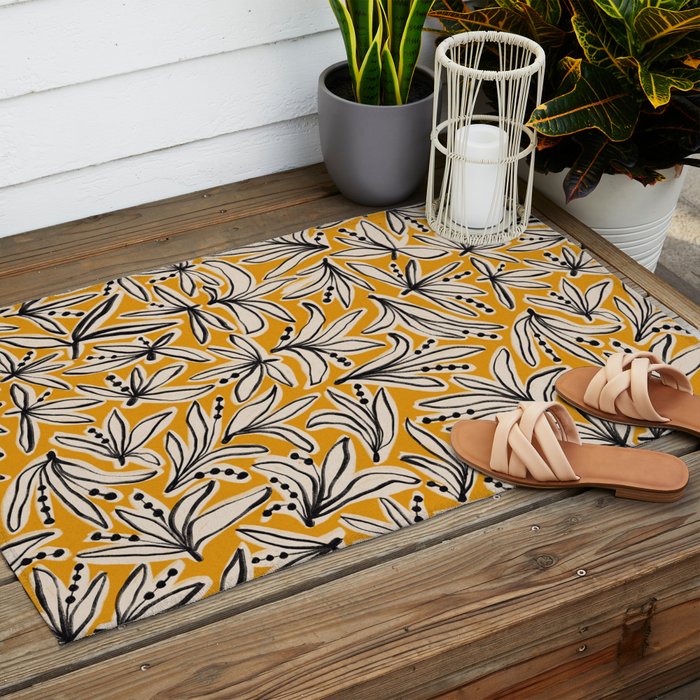 Lily Flower Pattern #2 Outdoor Rug Gallery Image 2