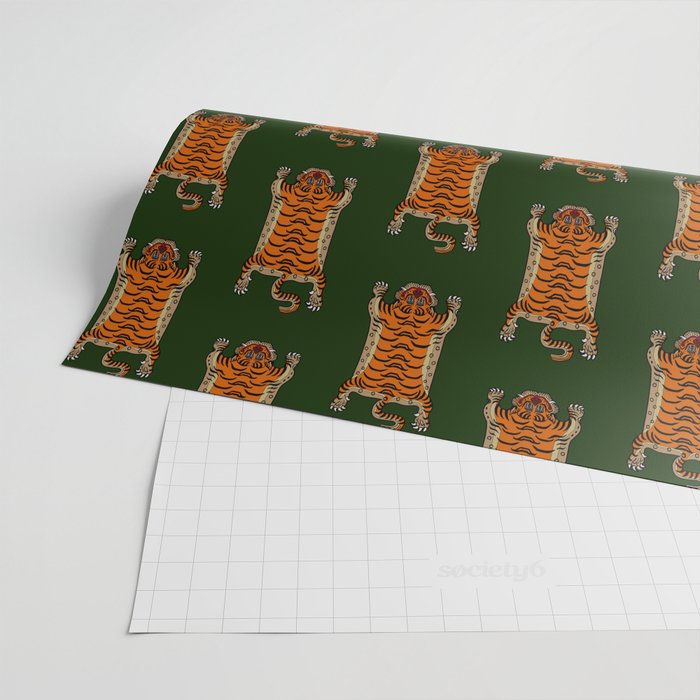 TIBETAN TIGER RUG-green Wrapping Paper Gallery Image 2