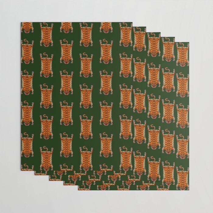 TIBETAN TIGER RUG-green Wrapping Paper Gallery Image 3