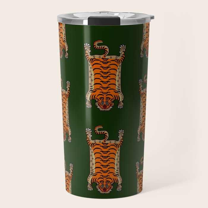 TIBETAN TIGER RUG-green Travel Mug Gallery Image 1