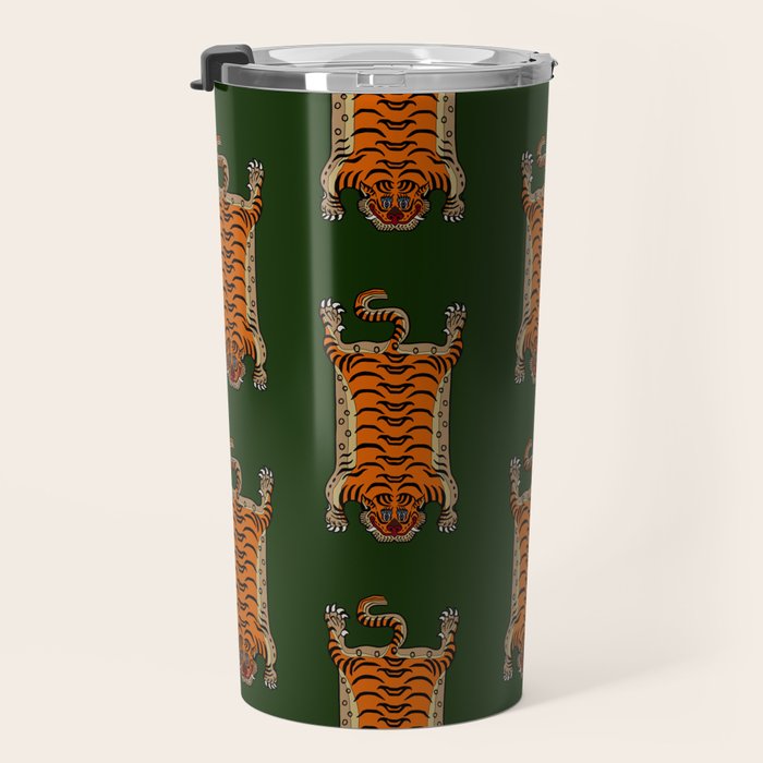 TIBETAN TIGER RUG-green Travel Mug Gallery Image 3