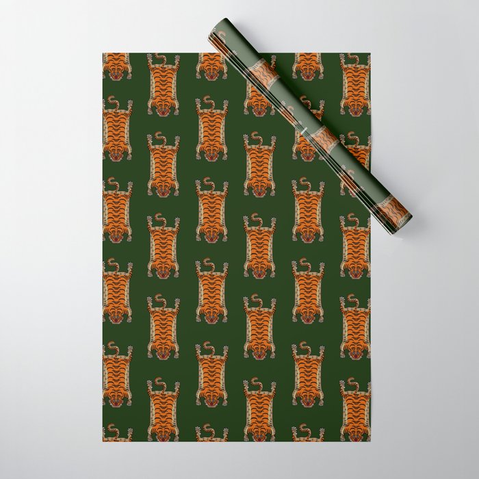 TIBETAN TIGER RUG-green Wrapping Paper Gallery Image 1