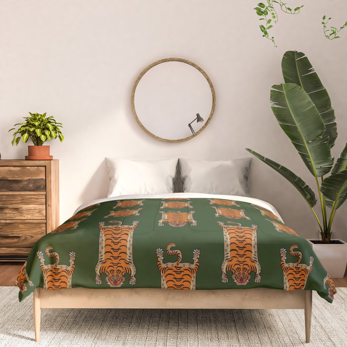 TIBETAN TIGER RUG-green Comforter Gallery Image 3