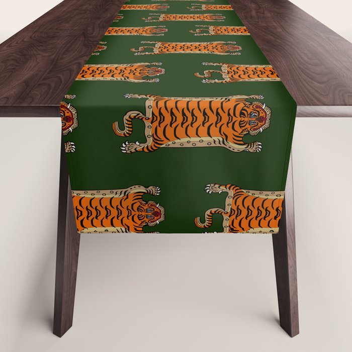 TIBETAN TIGER RUG-green Table Runner Gallery Image 1