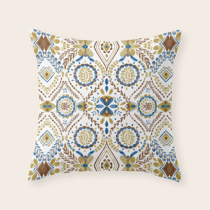 Artisan Tile Essence Flowery Throw Pillow Gallery Image 6
