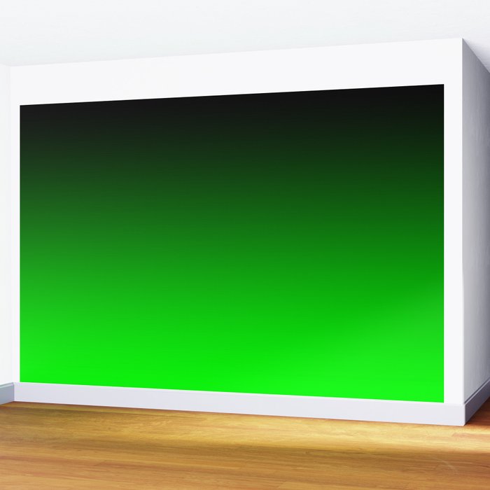 Black Lime Green Neon Nights Ombre Wall Mural Gallery Image 2