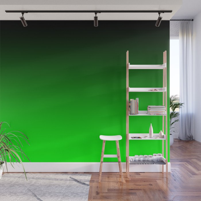 Black Lime Green Neon Nights Ombre Wall Mural Gallery Image 1