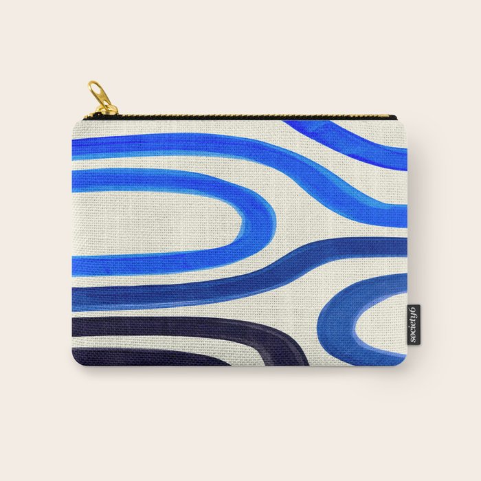 Electric Blues Fun Colorful Mid Century Modern Abstract Painting Shapes Pattern Carry All Pouch Gallery Image 1