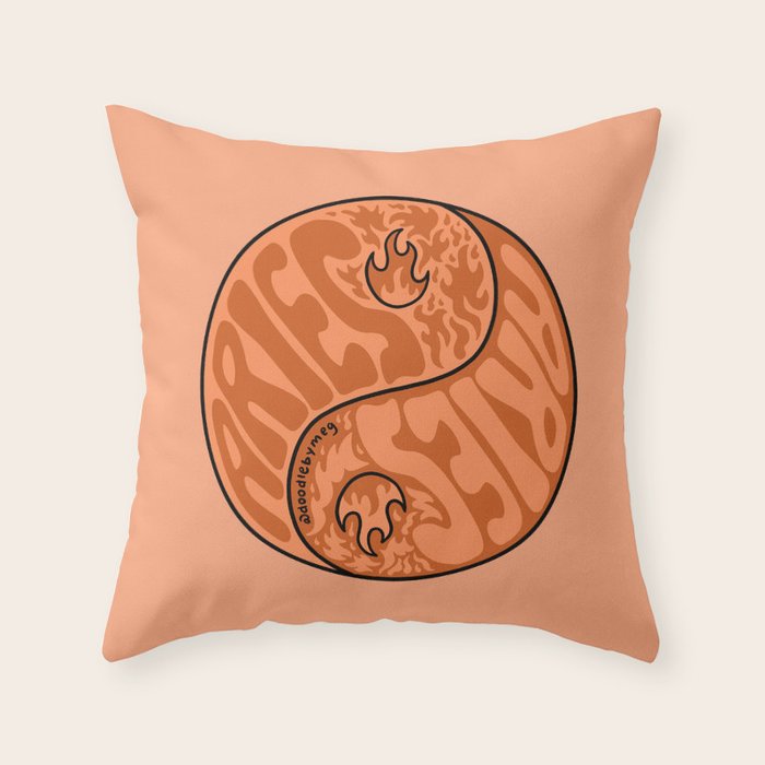 Aries Yin Yang Throw Pillow Gallery Image 6