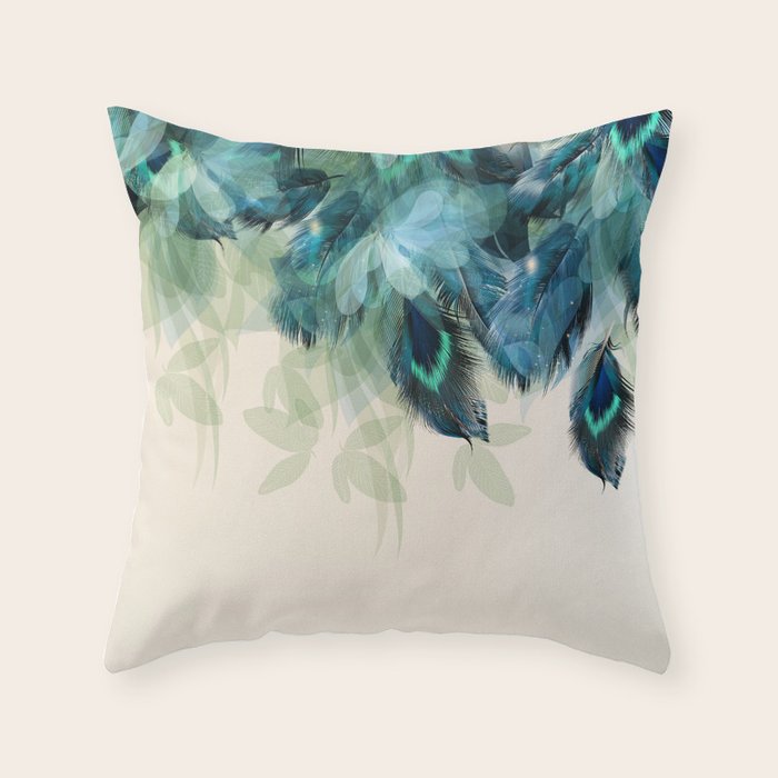 Beautiful Peacock Feathers Throw Pillow Gallery Image 6