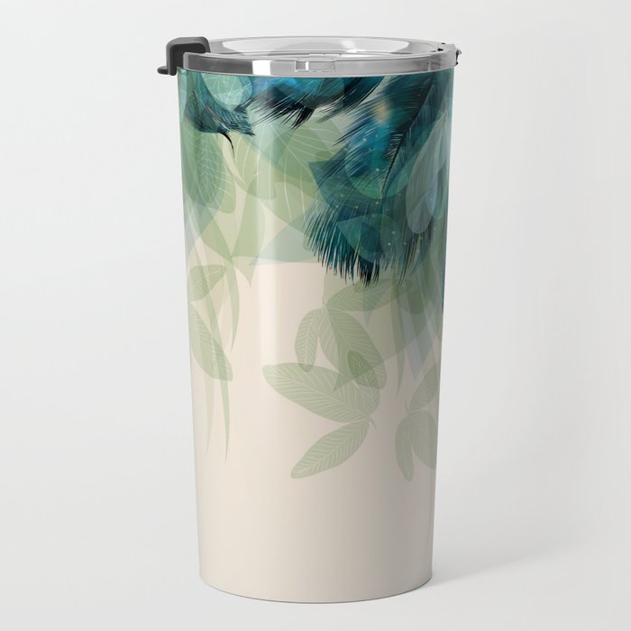 Beautiful Peacock Feathers Travel Mug Gallery Image 3
