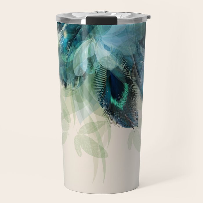 Beautiful Peacock Feathers Travel Mug Gallery Image 1