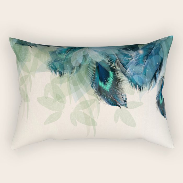 Beautiful Peacock Feathers Rectangular Pillow Gallery Image 1