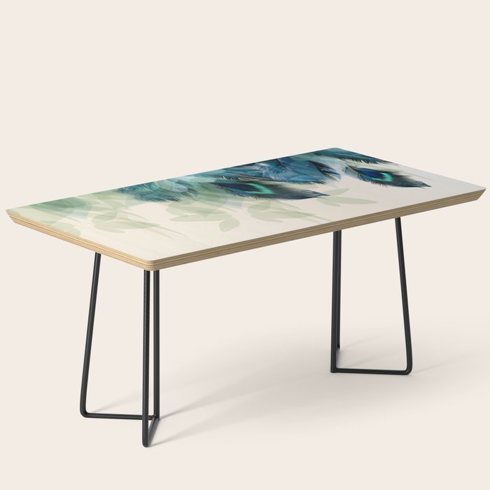 Beautiful Peacock Feathers Coffee Table Gallery Image 1