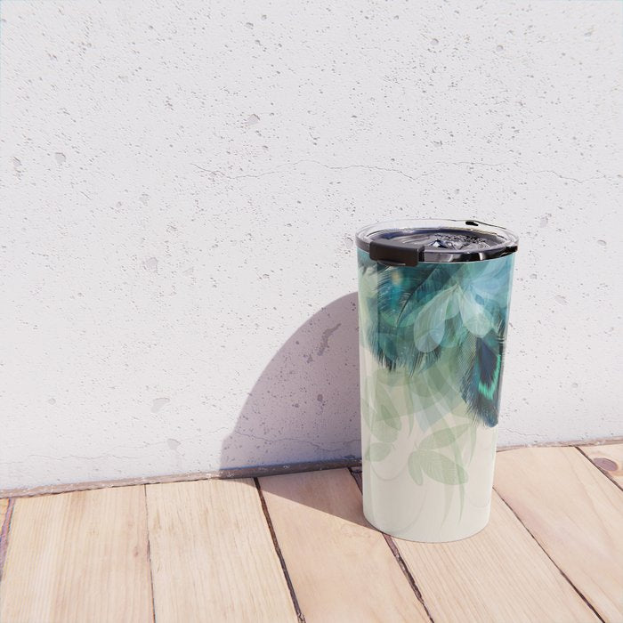 Beautiful Peacock Feathers Travel Mug Gallery Image 4