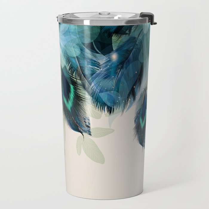 Beautiful Peacock Feathers Travel Mug Gallery Image 2