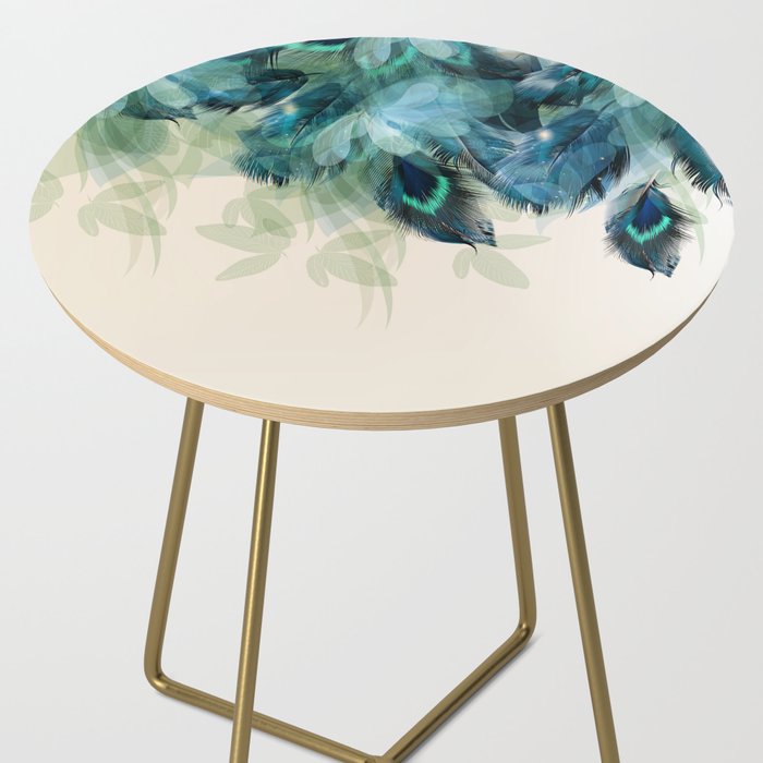 Beautiful Peacock Feathers Side Table Gallery Image 2