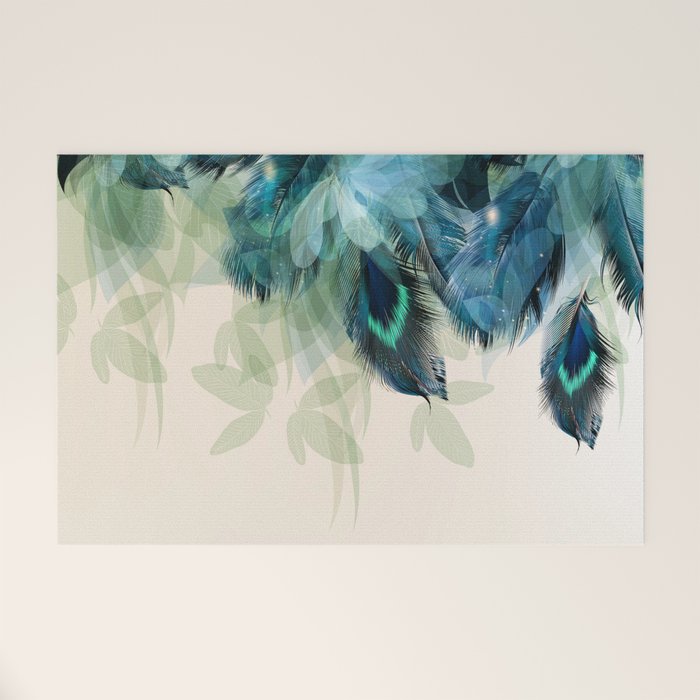 Beautiful Peacock Feathers Welcome Mat Gallery Image 1