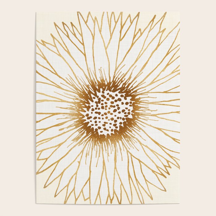 Gold Sunflower Drawing Poster Gallery Image 1
