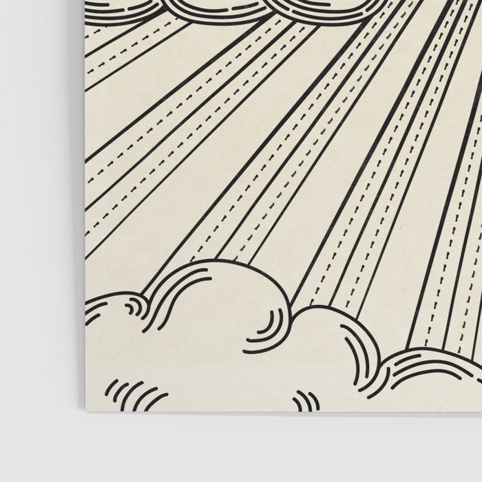 Radiant eye minimal sky scene with clouds - black lines on neutral Poster Gallery Image 3