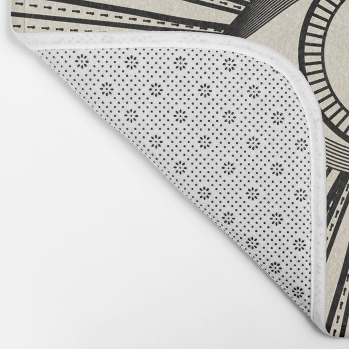 Radiant eye minimal sky scene with clouds - black lines on neutral Bath Mat Gallery Image 2