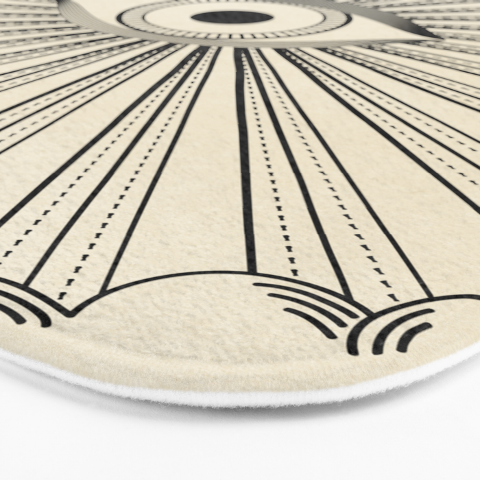 Radiant eye minimal sky scene with clouds - black lines on neutral Bath Mat Gallery Image 3
