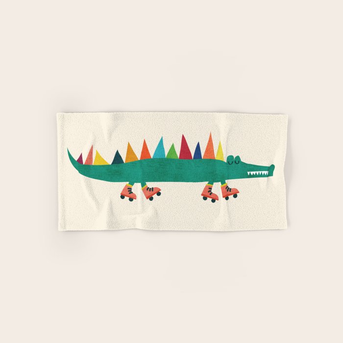 Crocodile on Roller Skates Bath Towel Gallery Image 1