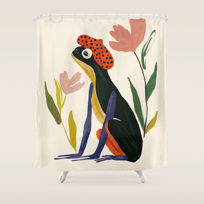 Parisian Frog Shower Curtain Gallery Image 1