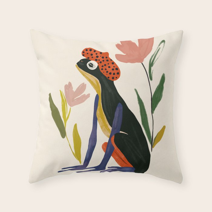 Parisian Frog Throw Pillow Gallery Image 1