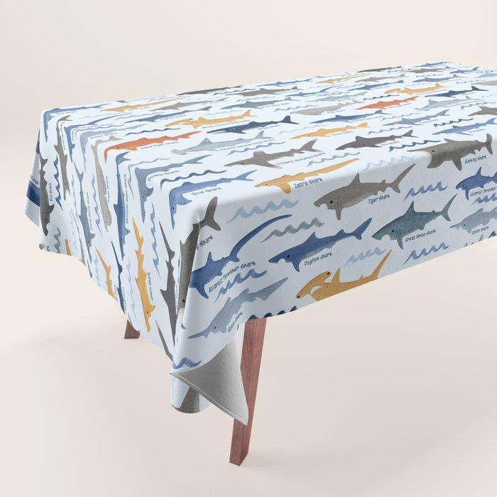 Shark Species Identification Chart Tablecloth Gallery Image 1