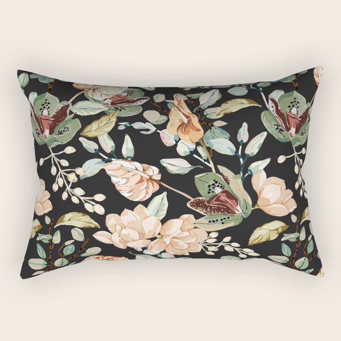 Lush colorful exotic garden C Rectangular Pillow Gallery Image 1