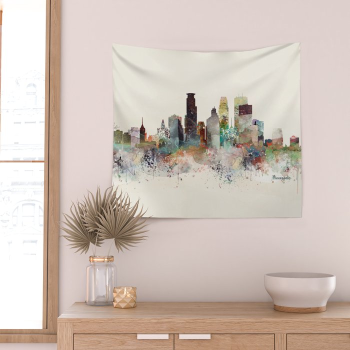 minneapolis minnesota skyline Wall Tapestry Gallery Image 2