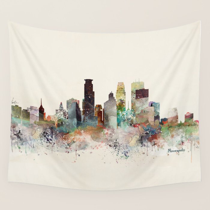 minneapolis minnesota skyline Wall Tapestry Gallery Image 4
