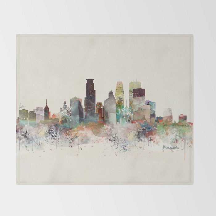 minneapolis minnesota skyline Throw Blanket Gallery Image 2