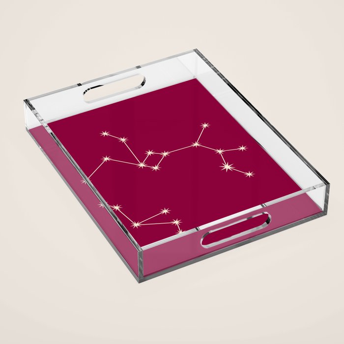 Sagittarius Zodiac Star Constellation Line Art Magenta Pink Acrylic Tray Gallery Image 1