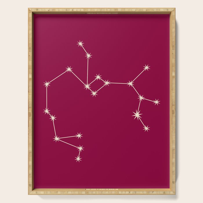 Sagittarius Zodiac Star Constellation Line Art Magenta Pink Serving Tray Gallery Image 1