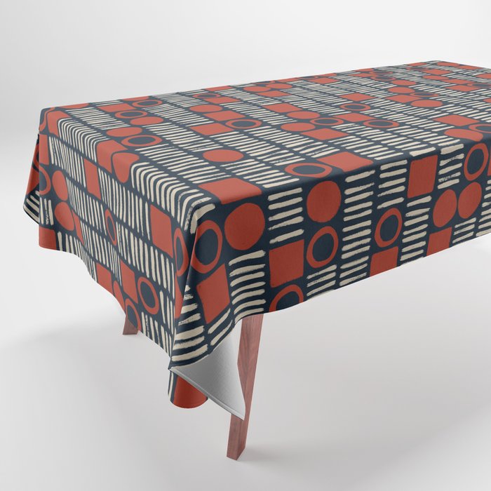 Red & Blue Hand-drawn Pattern #2 Tablecloth Gallery Image 1