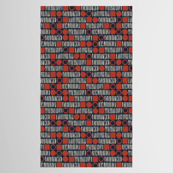 Red & Blue Hand-drawn Pattern #2 Tablecloth Gallery Image 2