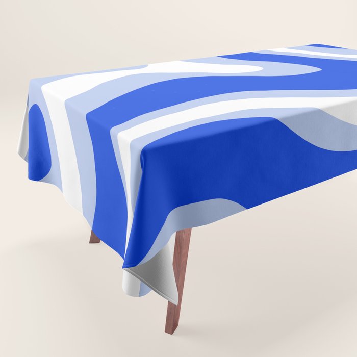 Modern Liquid Swirl Abstract Pattern Square Royal Blue, Light Blue, White Tablecloth Gallery Image 1